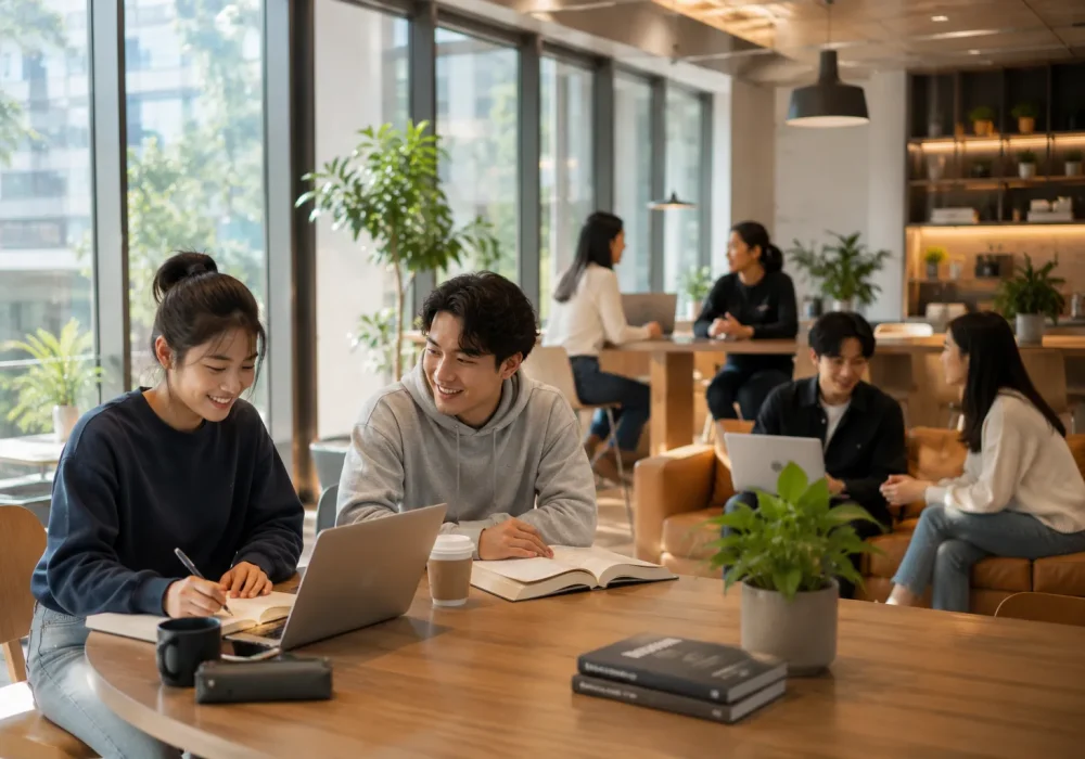 Cozy and collaborative coworking lounge