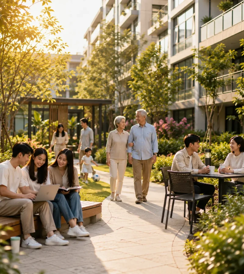 Sunny afternoon in a vibrant courtyard